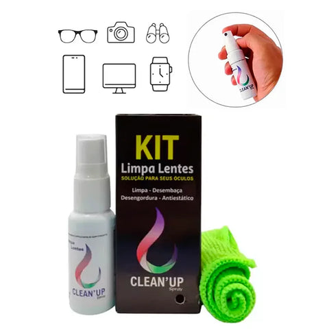 Kit Limpa Lentes De Óculos Spray + Pano Magico Clean UP